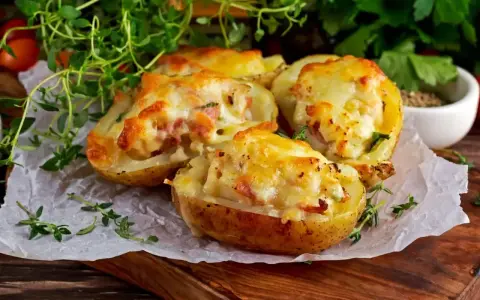 Zapiekane ziemniaki z serem i boczkiem. Czy ziemniaki są lekkostrawne? Te na pewno tak, wyglądają apetycznie!