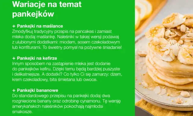 Puszyste pankejki bananowe z miodem i płatkami migdałów. Przepis na pyszne śniadanie.