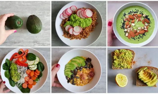 Awokado w potrawach: pasta do makaronu, zupa, sałatka, jajecznica i tosty.