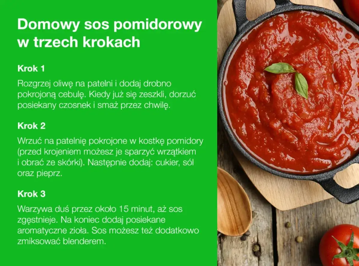 Gęsty, domowy sos pomidorowy z koncentratu, gotowy w trzech prostych krokach. Idealny do makaronu.